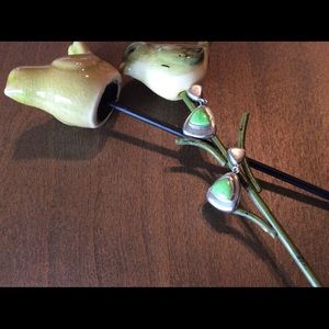 925 Sterling/Genuine Green Turquoise Earings